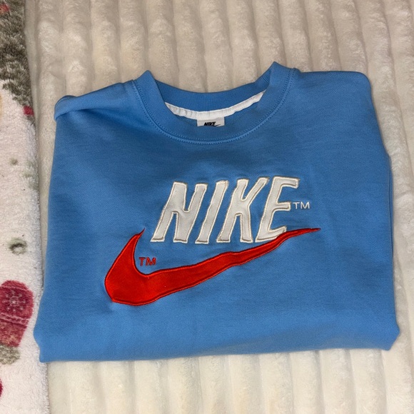 Nike Other - Nike Sky Blue Crewneck with Vibrant Red Swoosh
